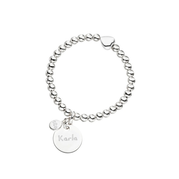 Kinder Armband mit Gravur und Herzperle Sterlingsilber