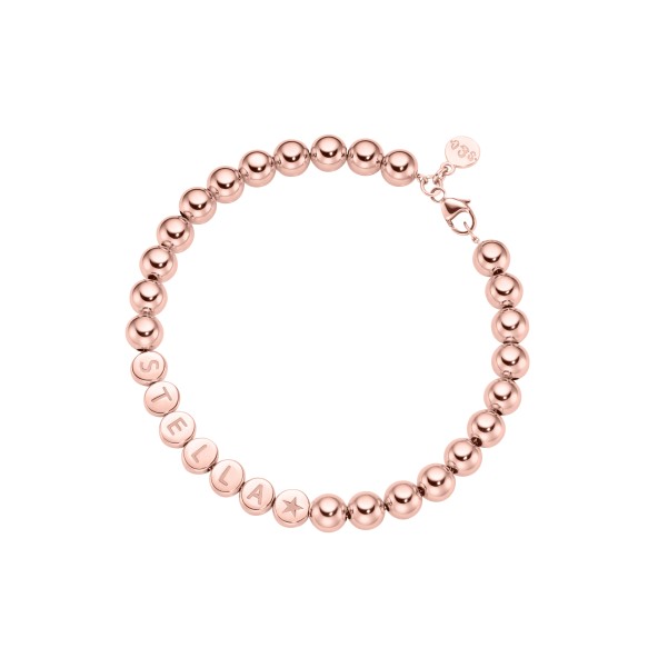 Namensarmband Classic mittlere Kugeln 18 Karat Roségold