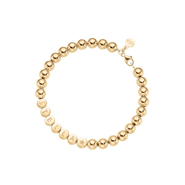 Namensarmband Classic mittlere Kugeln 18 Karat Gold