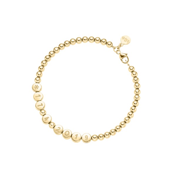 Namensarmband Classic kleine Kugeln 18 Karat Gold