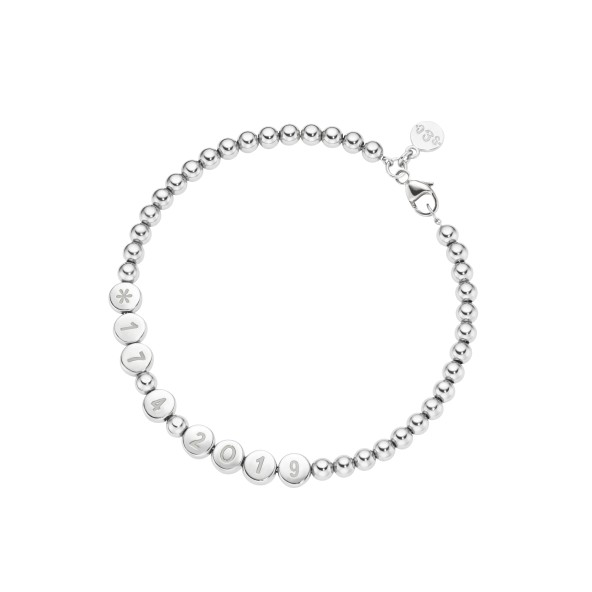 Namensarmband Classic kleine Kugeln 18 Karat Weißgold