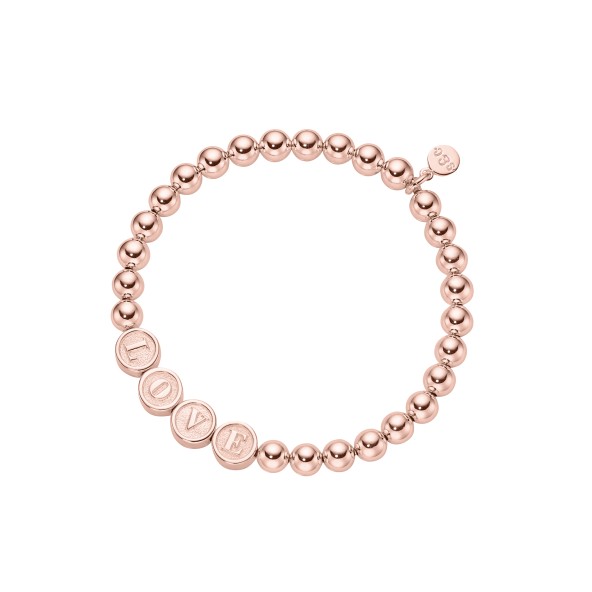 Armband liegend Rosegold mit Kugeln und Buchstaben mit dem Schriftzug LOVE von strawberry & cream