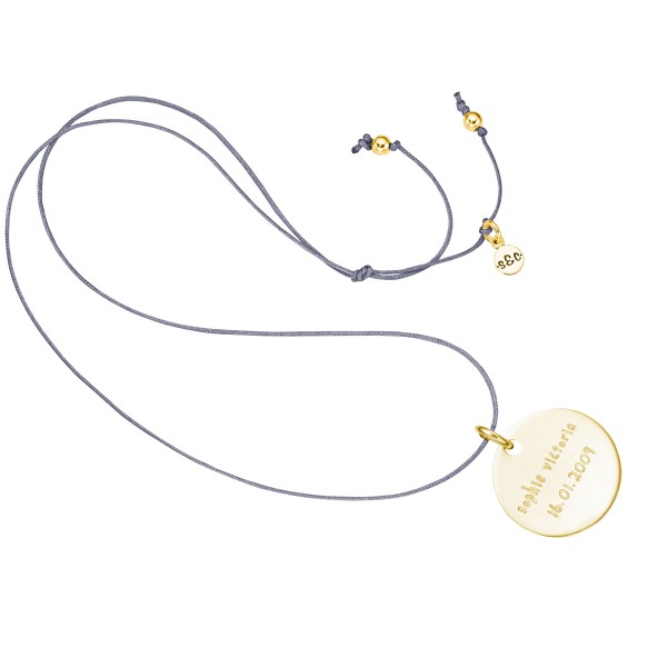 ladies & kids engraved cord necklace gold