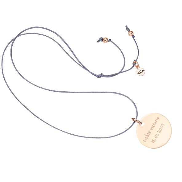 ladies & kids engraved cord necklace rosegold