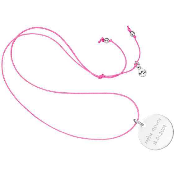 ladies & kids engraved cord necklace silver