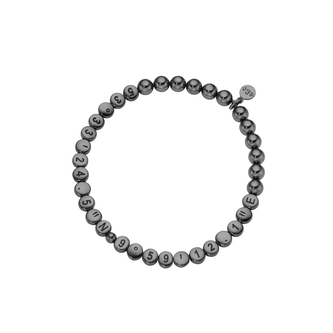 Armband Koordinaten Sterlingsilber schwarzplattiert