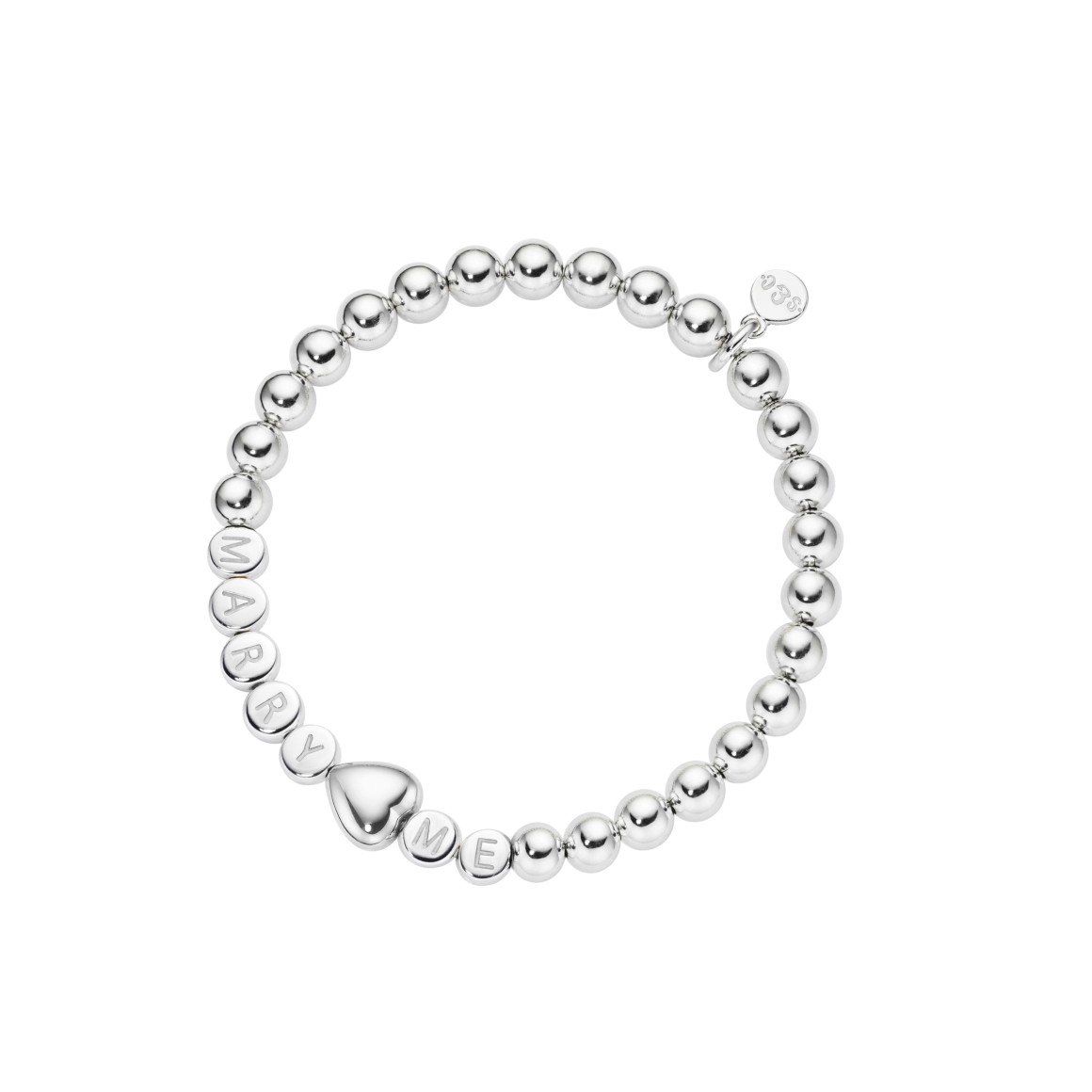 Namensarmband Classic HERZ mittlere Kugeln Sterlingsilber