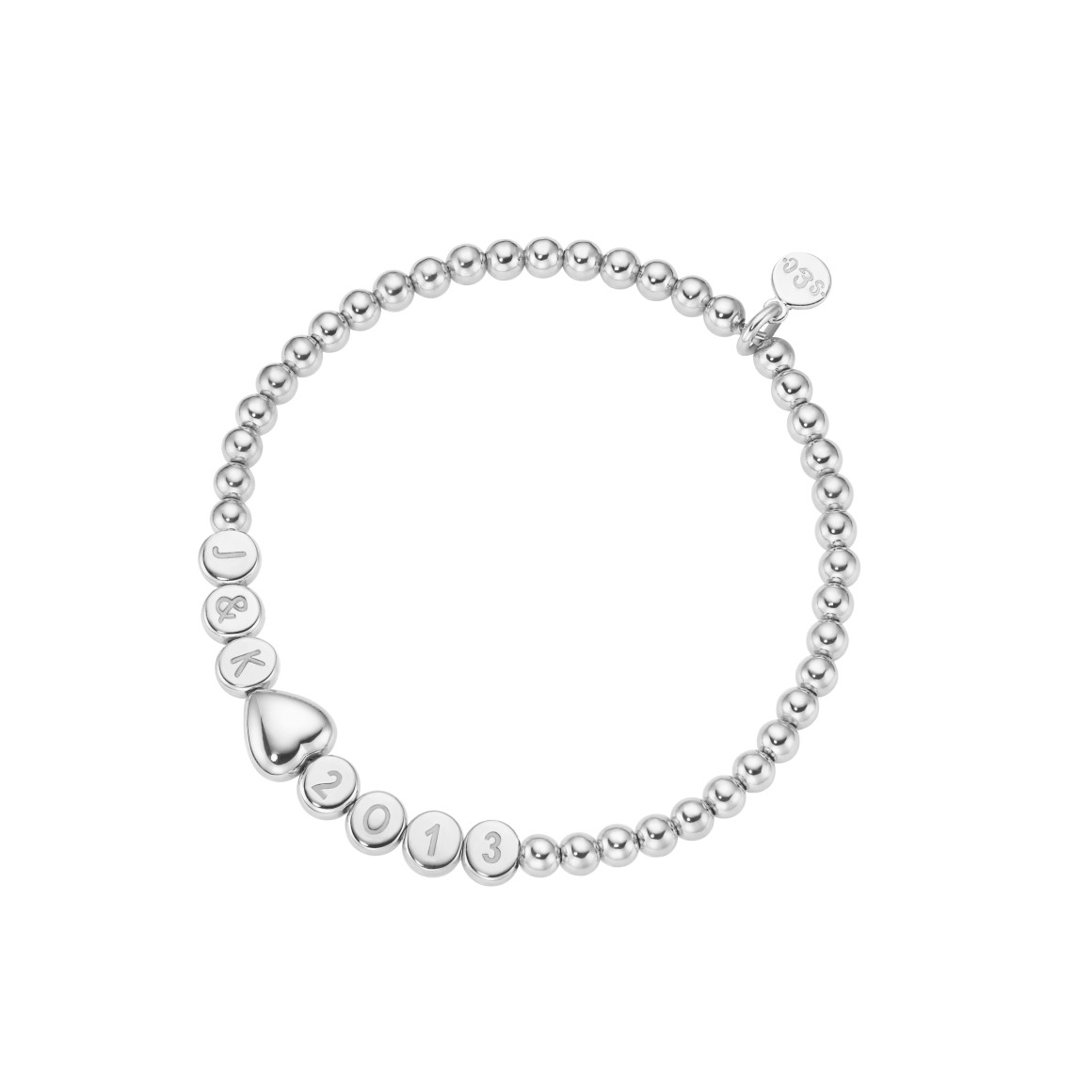 Namensarmband Classic HERZ kleine Kugeln Sterlingsilber