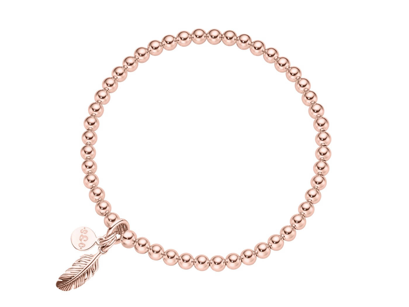 ladies bracelet feather sterling silver rose gold plated