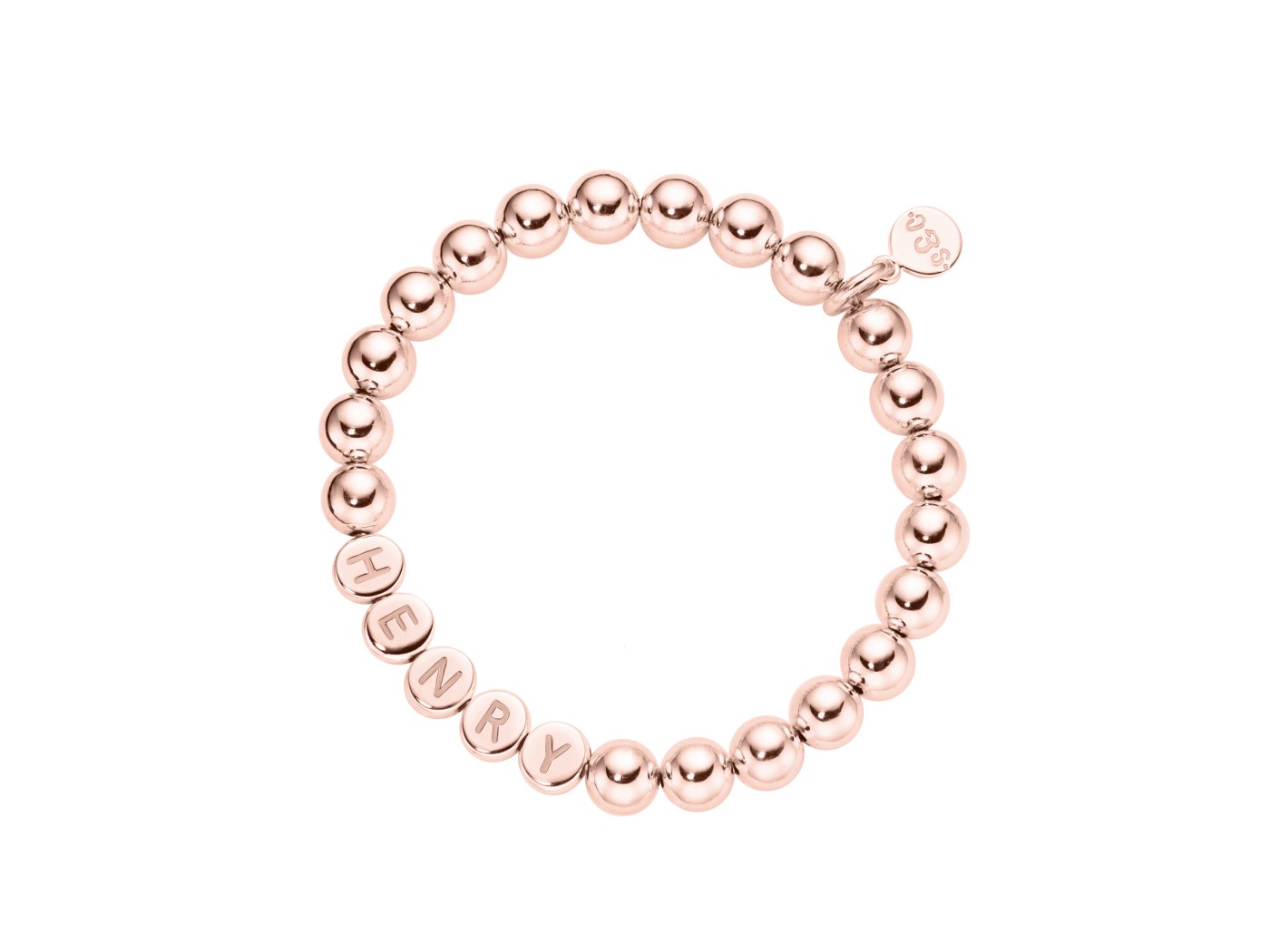 kids name bracelet classic large bead sterling silver rose gold