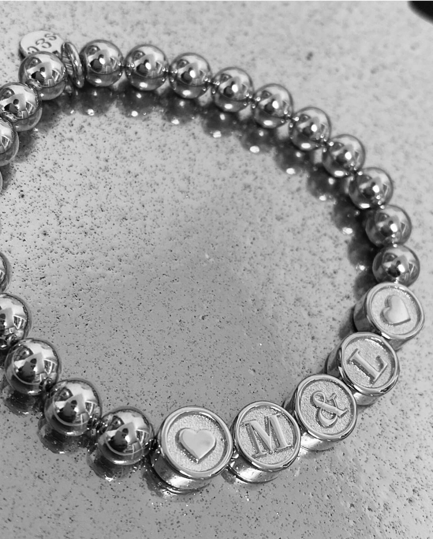 name bracelet signature 4 large bead sterling silver black plated