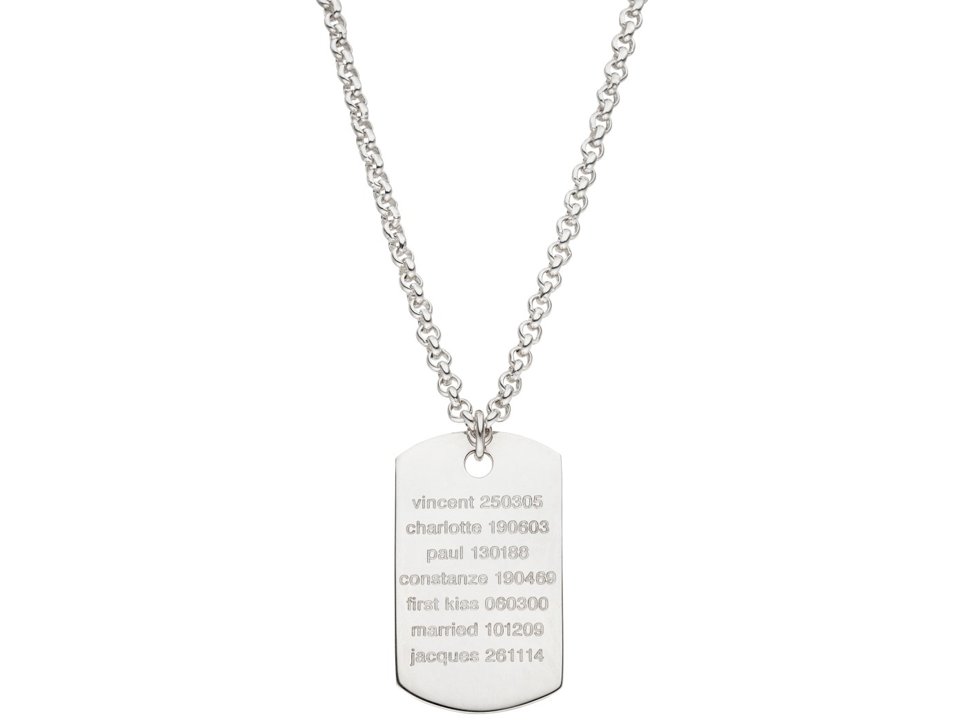 Mens sterling silver dog tag necklace sales