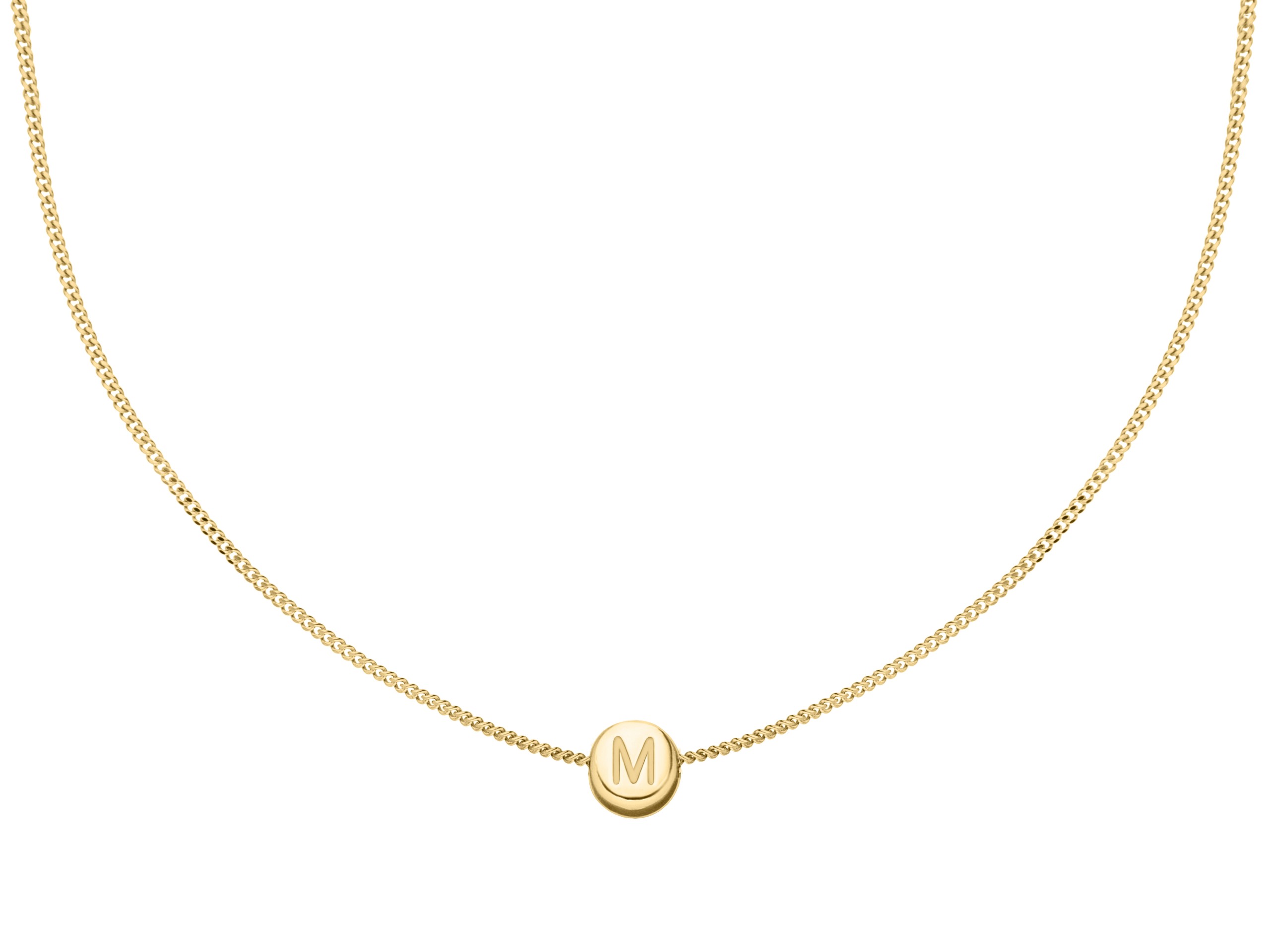 gold m pendant necklace