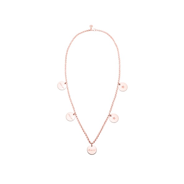 ladies necklace with engravings sterling silver rose-gold plated 'solid family chain'
