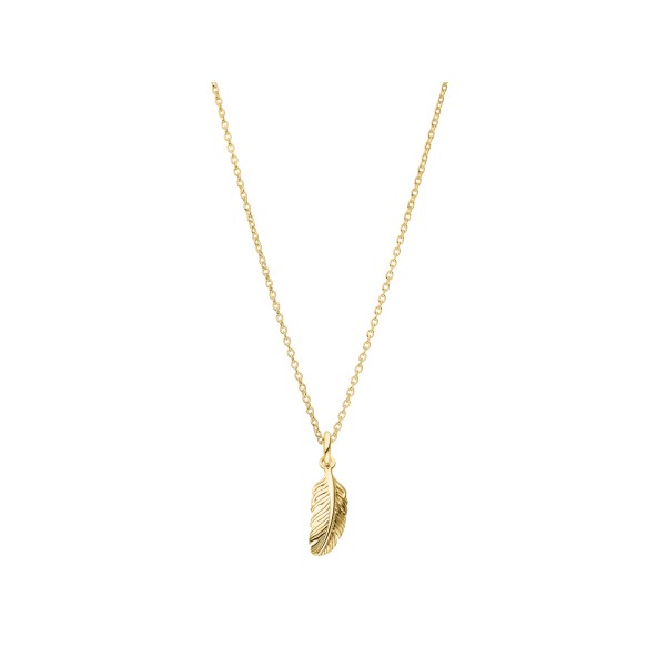 ladies feather necklace sterling silver gold-plated