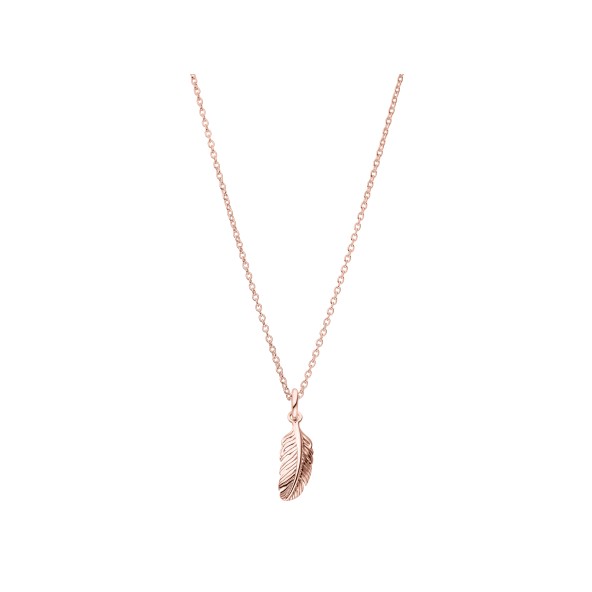 ladies feather necklace sterling silver rosegold-plated