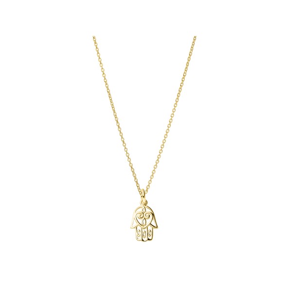 ladies hamsa hand necklace 18 karat gold