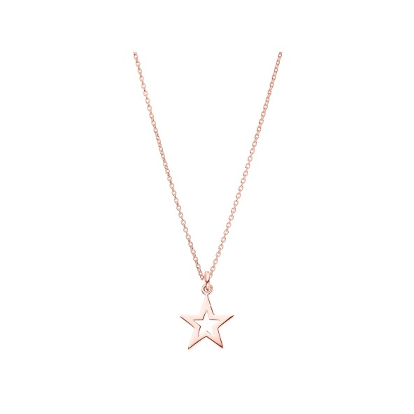 ladies star cutout necklace sterling silver rosegold-plated