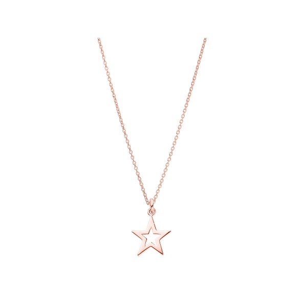 ladies star cutout necklace sterling silver rosegold-plated