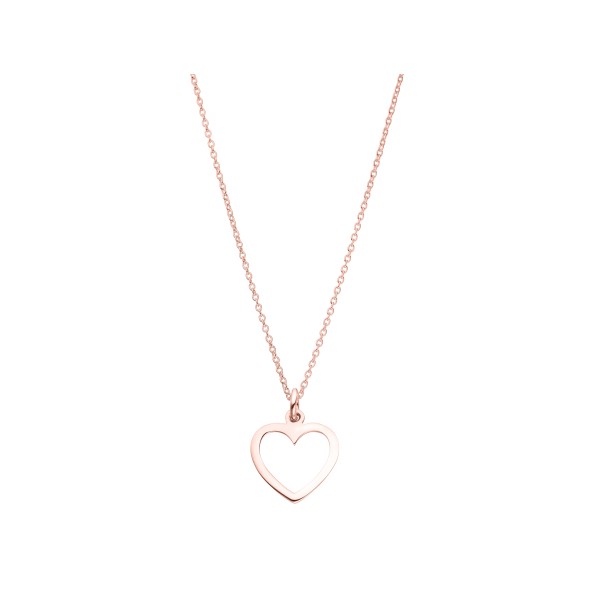 ladies heart cutout necklace sterling silver rosegold-plated