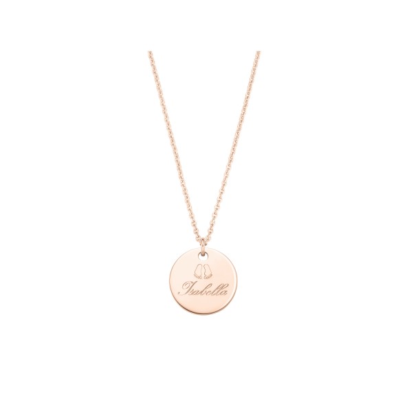 ladies short engraving necklace 18 Karat rose gold