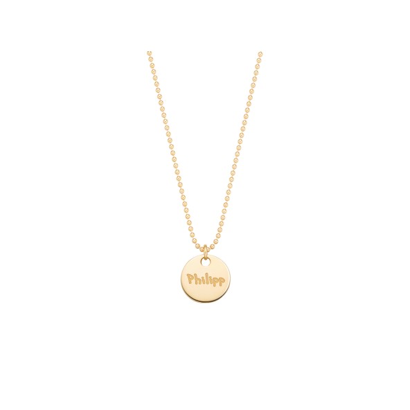 ladies solo engraving necklace 18 karat gold