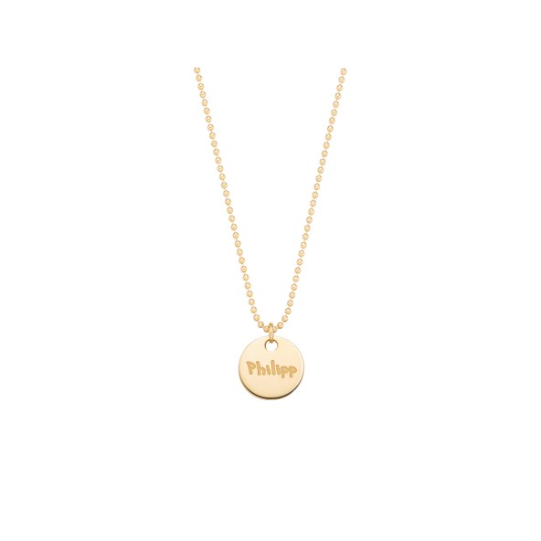 ladies solo engraving necklace 18 karat gold