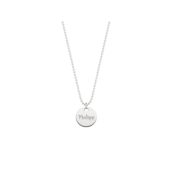 ladies solo engraving necklace 18 karat white gold