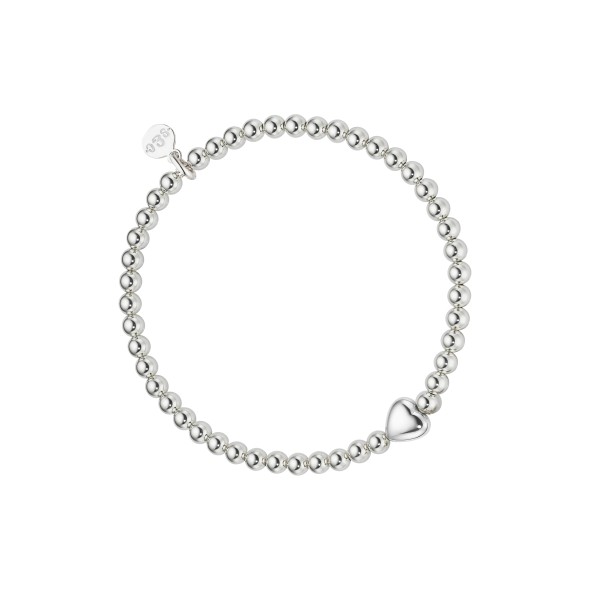 ladies bracelet heart bead sterling silver
