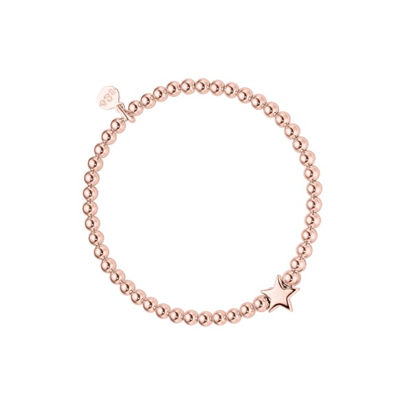 ladies bracelet star bead sterling silver rosegold-plated