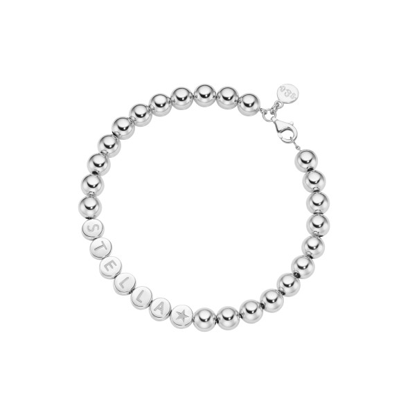 name bracelet classic large beads 18 carat white gold