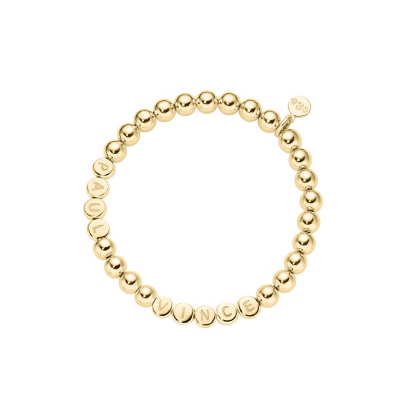 name bracelet classic large beads sterling silver gold plated