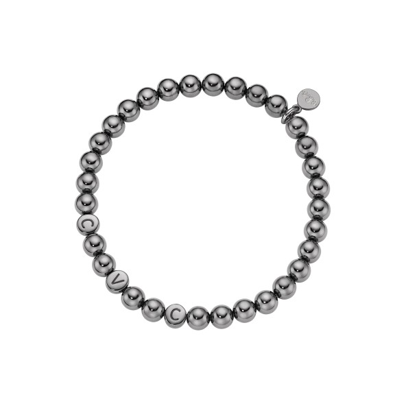 name bracelet classic large beads sterling silver black plated