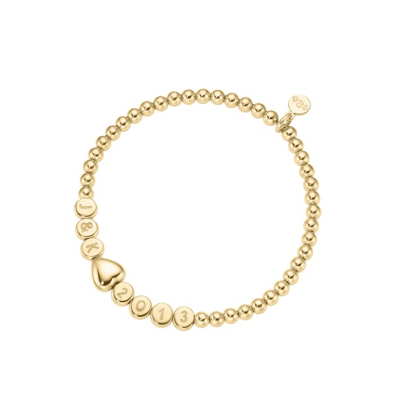 name bracelet classic HEART small bead sterling silver gold plated