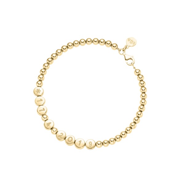 name bracelet classic small bead 18 carat gold