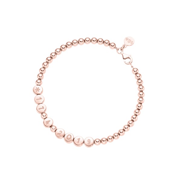 name bracelet classic small bead 18 carat rose gold