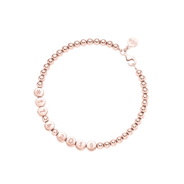 name bracelet classic small bead 18 carat rose gold