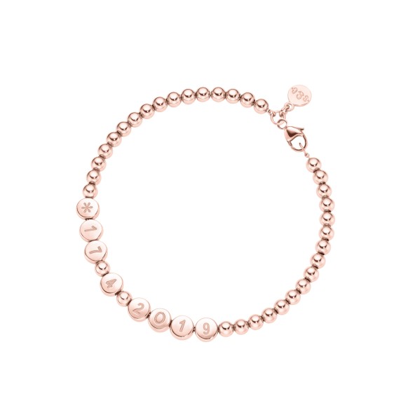 name bracelet classic small bead 18 carat rose gold