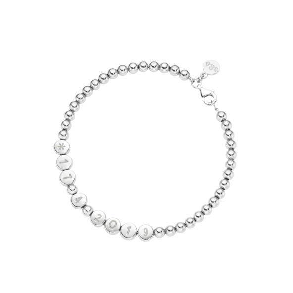 name bracelet classic small bead 18 carat white gold