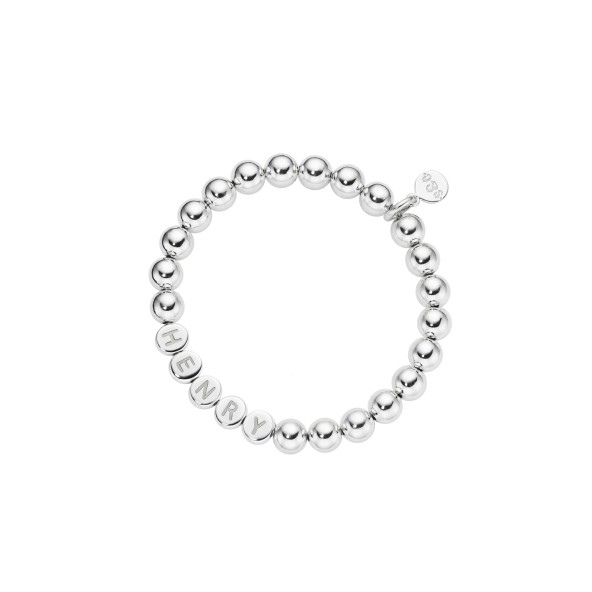 kids name bracelet classic large beads sterling silver