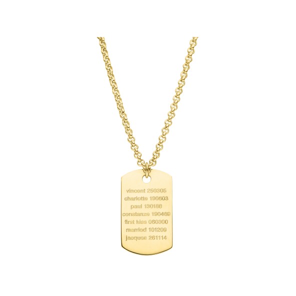 men army tag necklace sterling silver gold-plated