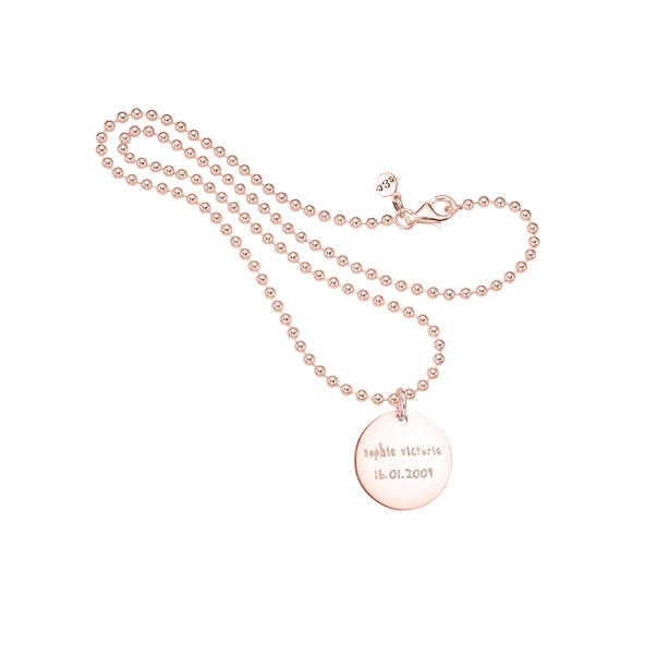Kids necklace with engraving Sterling silver rosegold-plated