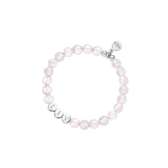 kids name bracelet classic rose quartz sterling silver