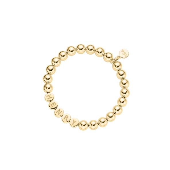 kids name bracelet classic large beads sterling silver gold-plated
