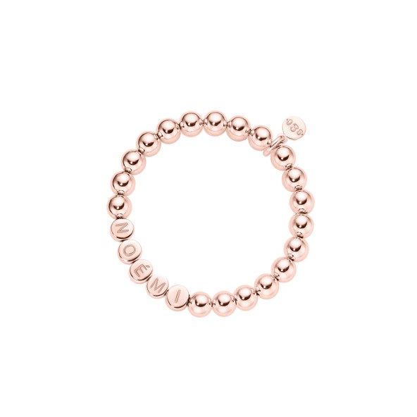 kids name bracelet classic large bead sterling silver rose gold-plated