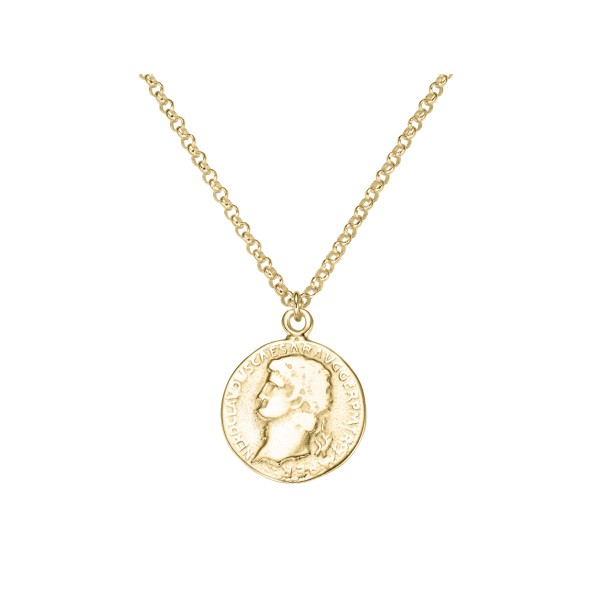ladies roman coin necklace sterling silver goldplated