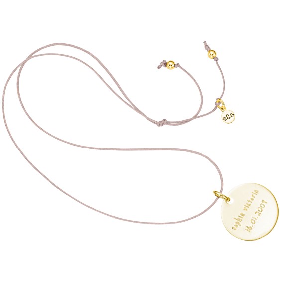ladies & kids engraved cord necklace gold