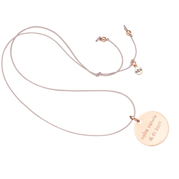 ladies & kids engraved cord necklace rosegold
