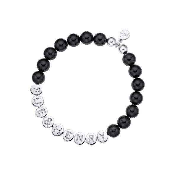 name bracelet classic bold polished black onyx sterling silver