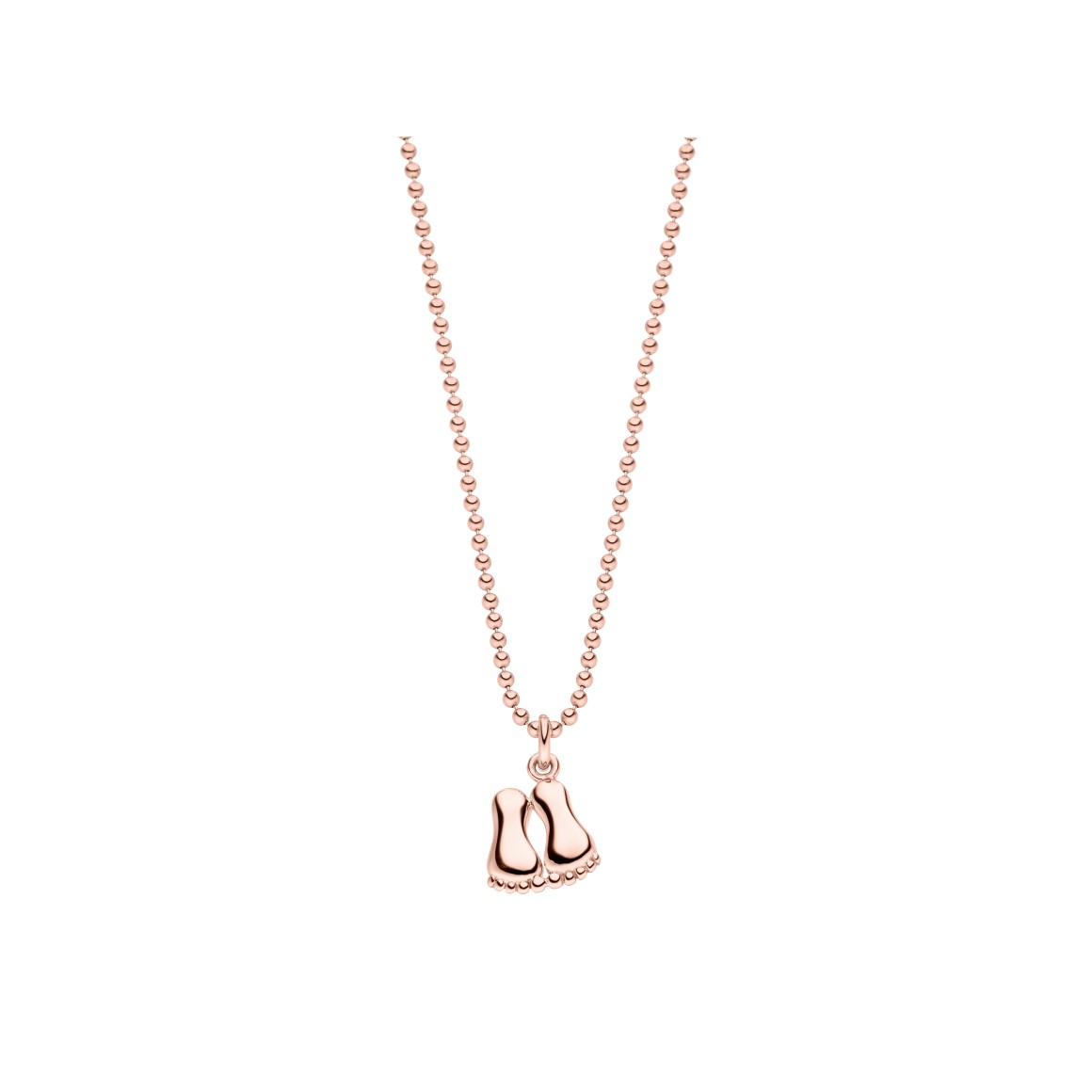 ladies baby feet necklace sterling silver rosegold-plated